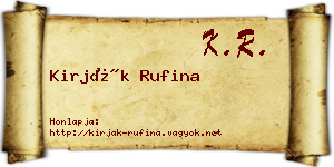 Kirják Rufina névjegykártya